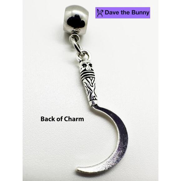 Sickle Necklace - Stainless Steel Snake Chain with Metal Alloy Charm - Picture 3 of 7